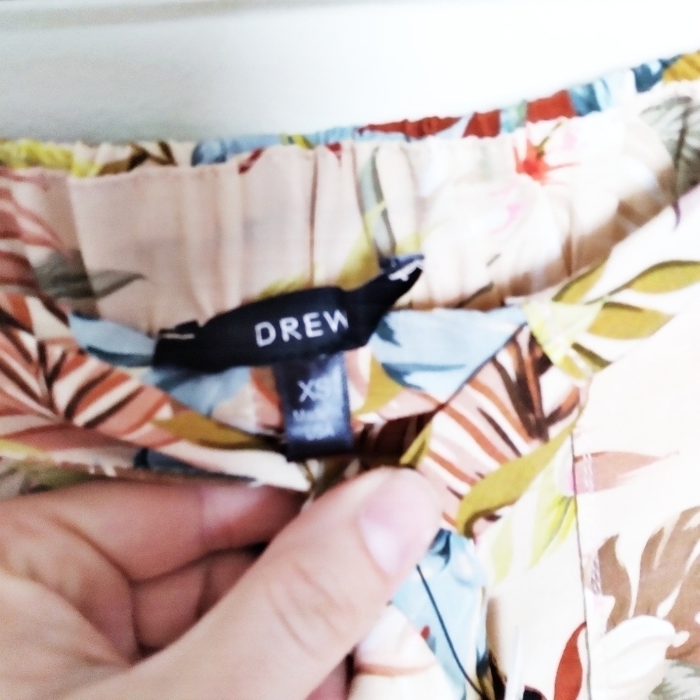 Drew Beige Tropical Leaf Print Wide Split Leg Pants Size Xs NWT - Picture 5 of 8